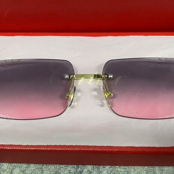 Cartier Rimless Sunglasses – Gold Frame Purple Gradient Lenses - Picture 1 of 6